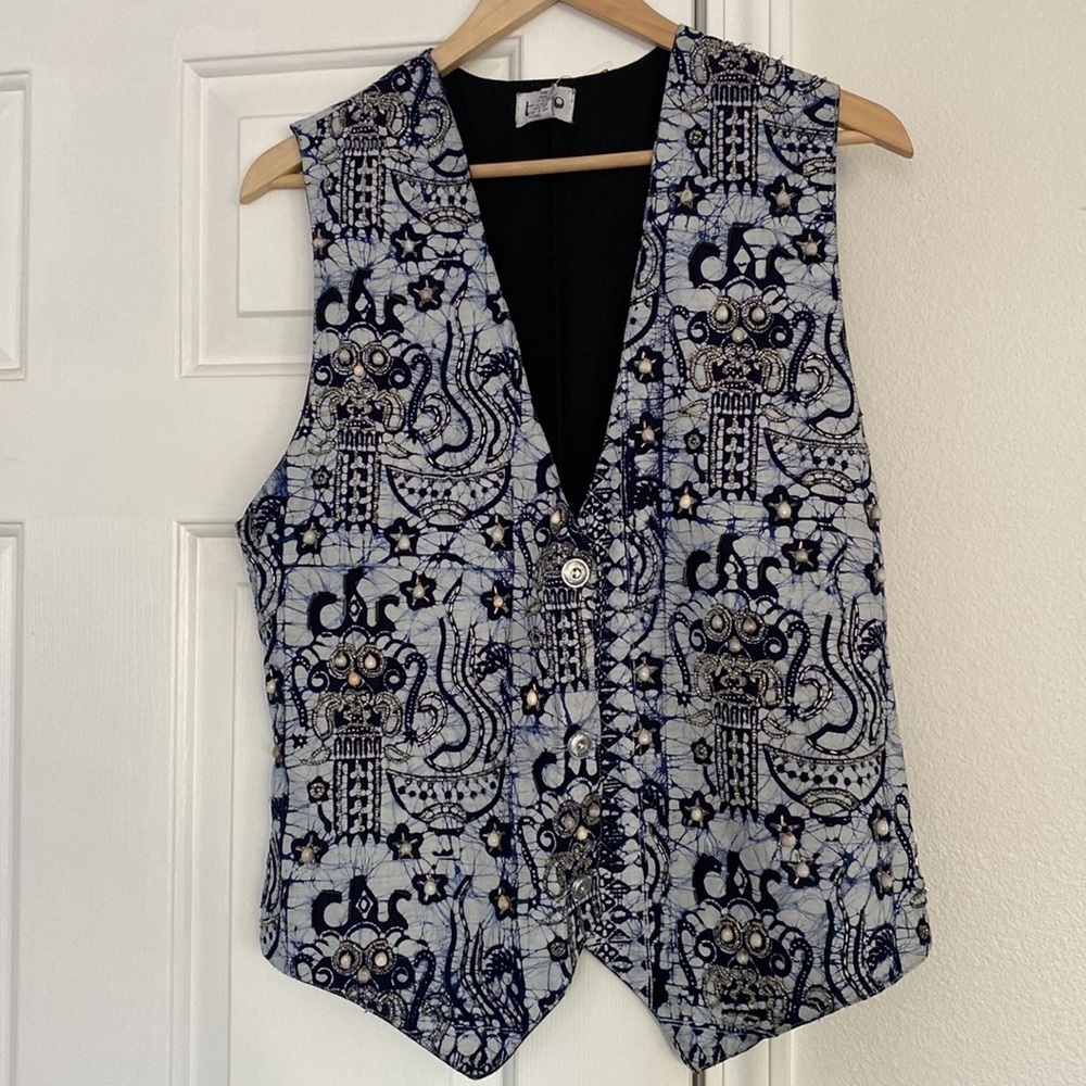 NWT Theo vintage tuxedo vest with beading.